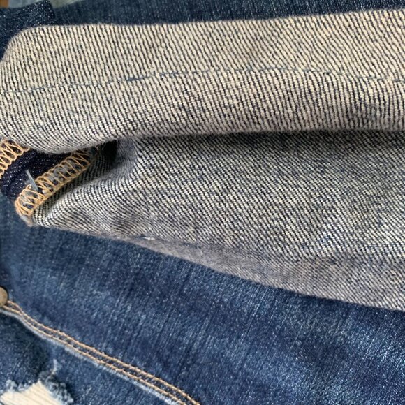 Paige Jimmy Jimmy Jean Short Cuffed Frayed Raw Hem Dark Wash Denim Cut Offs - Picture 11 of 16